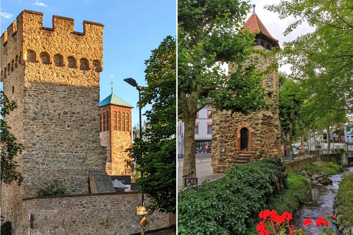 Collage aus Rinnentor, Wehrmauer und dem Turm an der Lauter