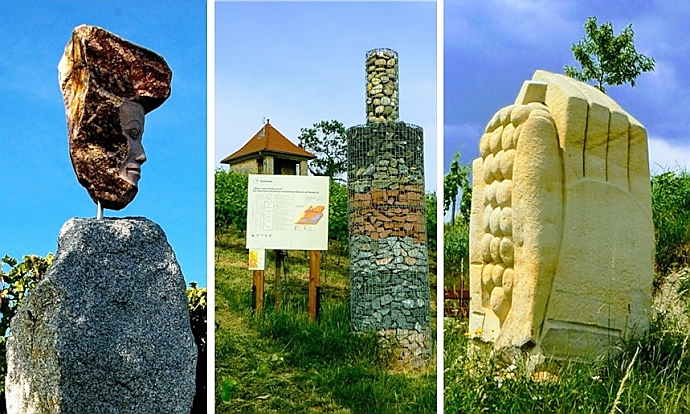 Kunstwerke auf dem Wein und Stein Erlebnispfad zwischen Heppenheim und Bensheim