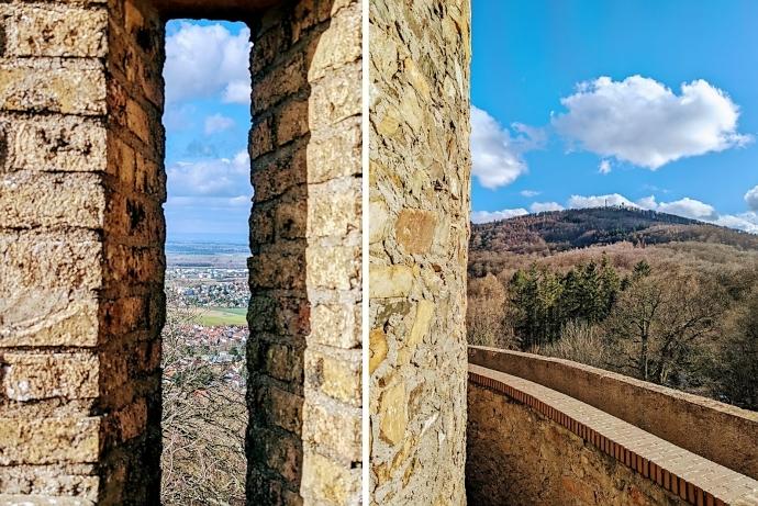Blick vom Burgturm in die Rheinebene und zum Melibokus Blick vom Burgturm in die Rheinebene und zum Melibokus